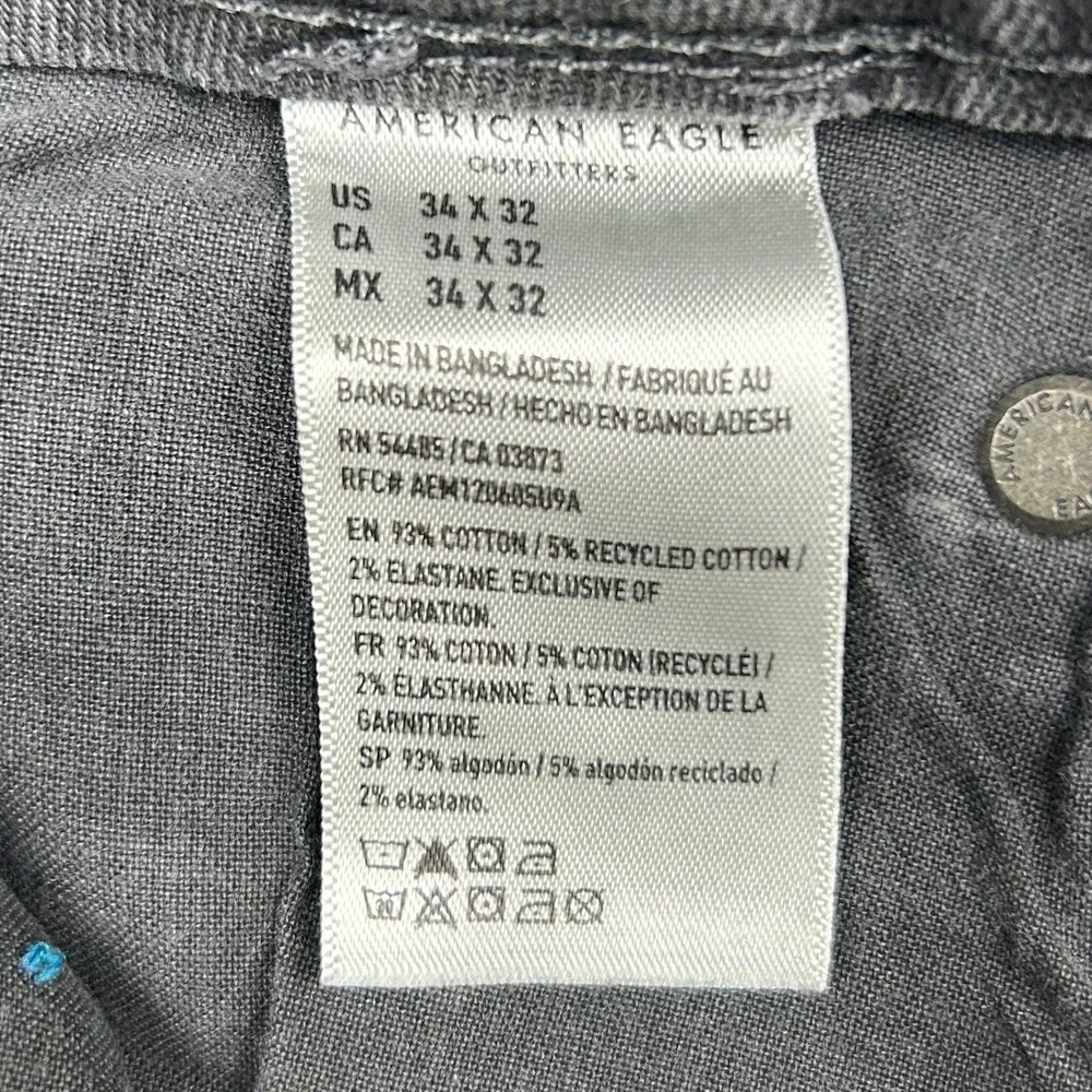 American Eagle Athletic Skinny Jeans‎ Mens 34x32 Black Distressed Ripped Denim
